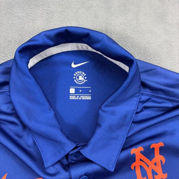Nike NY Mets Polo Shirt Men's Large Blue Striped Performance Baseball Golfing - Picture 4 of 8